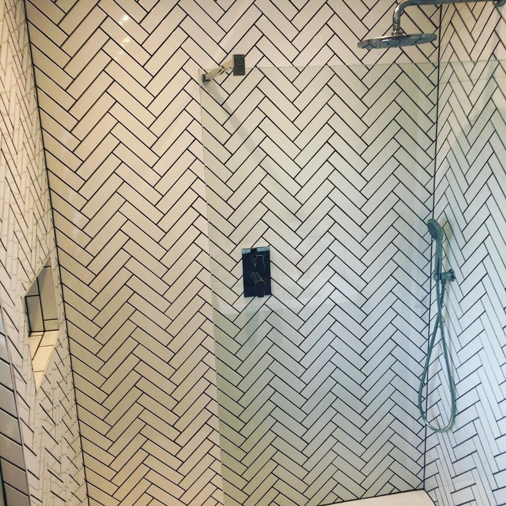 Shower Room Herringbone Tiling